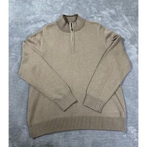 Structure Sweater Mens Size Xl Quarter Zip Mockneck Brown Neutral Chunky Knit